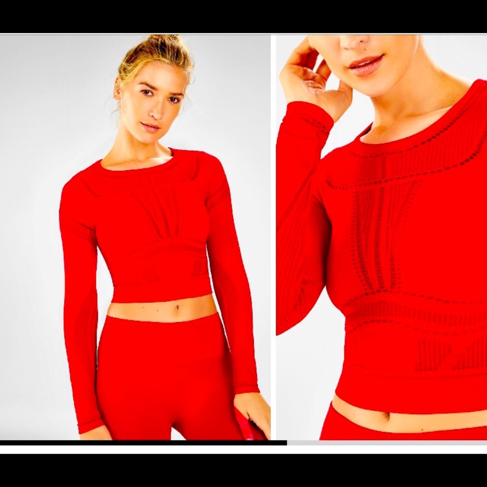 Fabletics L/S Sculpt Knit Top in Persimmon
